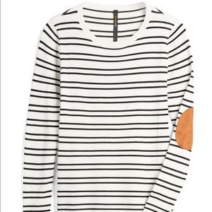 Renee C. Striped shirt with suede elbow patches